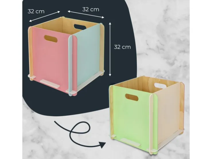 HMF Aufbewahrungsbox 3740 Holz zum Zusammenstecken 32cm in Mehrfarbig* Aufbewahrung
