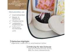 HMF Aufbewahrungskorb Badezimmer Rund Korb Deckel Baumwolle Flach 25 x 11 cm Creme* Aufbewahrung