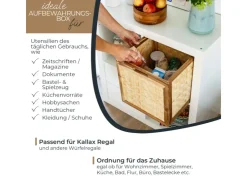 HMF Aufbewahrungskorb Kallax Regale Korb Rattan Wiener Geflecht und Akazienholz Muster 1 32 x 34 x 32 cm* Aufbewahrung