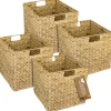 HMF Aufbewahrungskorb Korb Geflochten Wasserhyazinthe Seegras Kallax 32 x 34 x 32 cm 4er Set