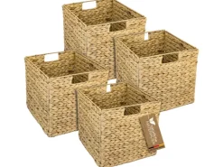 HMF Aufbewahrungskorb Korb Geflochten Wasserhyazinthe Seegras Kallax 32 x 34 x 32 cm 4er Set