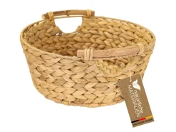 HMF Aufbewahrungskorb Rund Korb Geflochten Wasserhyazinthe Holzgriffen 30 x 12 cm* Aufbewahrung