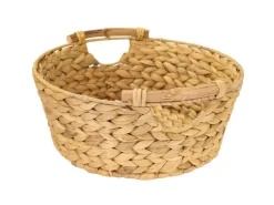 HMF Aufbewahrungskorb Rund Korb Geflochten Wasserhyazinthe Holzgriffen 30 x 12 cm* Aufbewahrung