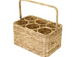 HMF Flaschenträger 6 Flaschen Flaschenkorb Geflochten Wasserhyazinthe 32 x 22 x 18 cm