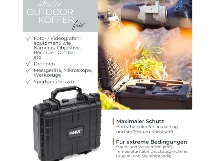HMF ODK100 Outdoor-Fotokoffer Transportkoffer Rasterschaumstoff 27 x 24 x 13 cm* Aufbewahrung