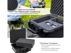HMF ODK100 Outdoor-Fotokoffer Transportkoffer Rasterschaumstoff 27 x 24 x 13 cm* Aufbewahrung