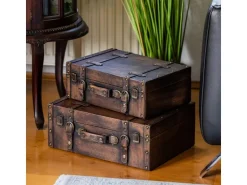 HMF VKO103 Vintage Koffer Holz 38 x 26 x 13 cm Deko Klassik* Aufbewahrung