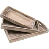 HMF VTA101-S3 Deko Tablett Holz Vintage Design 3er Set Versch. Größen Shabby Chic Klassik