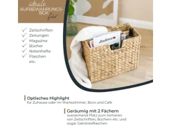 HMF Zeitungsständer Zeitungskorb Geflochten Wasserhyazinthe 2 Fächer 40 x 20 x 33 cm* Aufbewahrung