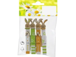 Holzclips Hase 4 Stück Bunt* Ostern
