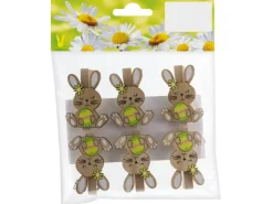 Holzclips Hasenmotiv 6 Stück Natur* Ostern