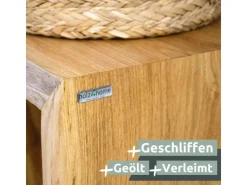 holz4home Massivholz Hocker Bank aus Eiche mit Baumkante XL* Garderoben