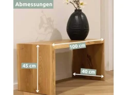 holz4home Massivholz Hocker Bank aus Eiche mit Baumkante M
