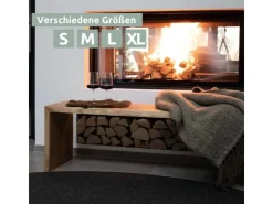 holz4home Massivholz Hocker Bank aus Eiche mit Baumkante M
