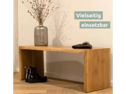 holz4home Massivholz Hocker Bank aus Eiche mit Baumkante L
