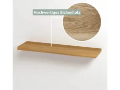 holz4home Schwebendes Wandregal aus Eiche 70cm mit Baumkante Natur* Wandregale
