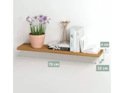 holz4home Schwebendes Wandregal aus Eiche 70cm mit Baumkante Natur* Wandregale