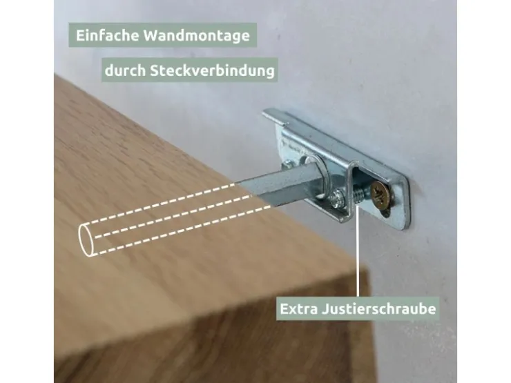 holz4home Schwebendes Wandregal aus Eiche 40cm Ohne Baumkante Hellgrau* Schweberegale