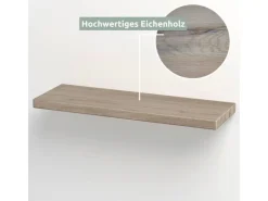 holz4home Schwebendes Wandregal aus Eiche 70cm Ohne Baumkante Hellgrau