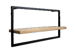 holz4home Wandregal Long in Schwarz Gerahmt von Hellgrau ohne Baumkante