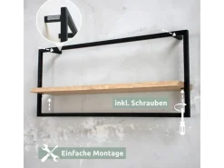 holz4home Wandregal Long in Schwarz Gerahmt von Hellgrau ohne Baumkante
