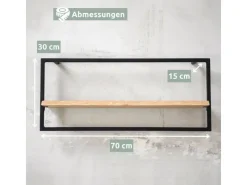 holz4home Wandregal Long in Schwarz Gerahmt von Hellgrau ohne Baumkante