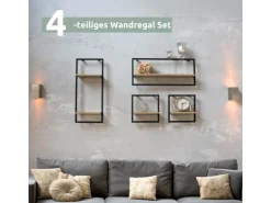 holz4home Wandregal mit Rahmen MDF Sonoma 4 Teiliges Set* Schweberegale