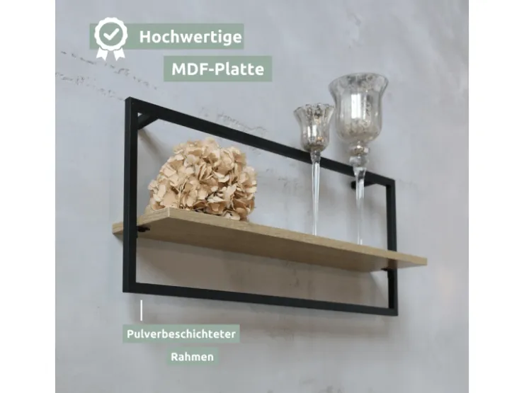 holz4home Wandregal mit Rahmen MDF Sonoma Long* Schweberegale