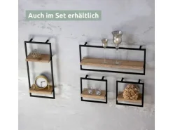 holz4home Wandregal Small Schwarz Gerahmt Industrial Style mit Baumkante Hellgrau* Schweberegale