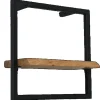 holz4home Wandregal Small Schwarz Gerahmt Industrial Style mit Baumkante Natur* Wandregale|Schweberegale