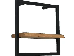 holz4home Wandregal Small Schwarz Gerahmt Industrial Style mit Baumkante Natur* Wandregale|Schweberegale
