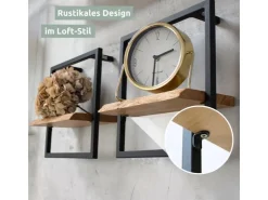 holz4home Wandregal Small Schwarz Gerahmt Industrial Style mit Baumkante Natur* Wandregale|Schweberegale