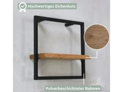 holz4home Wandregal Small Schwarz Gerahmt Industrial Style mit Baumkante Natur* Wandregale|Schweberegale