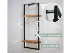 holz4home Wandregal High in Schwarz Gerahmt von Natur mit Baumkante