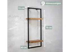 holz4home Wandregal High in Schwarz Gerahmt von Natur mit Baumkante