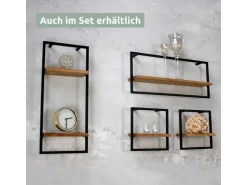 holz4home Wandregal High in Schwarz Gerahmt von Natur mit Baumkante
