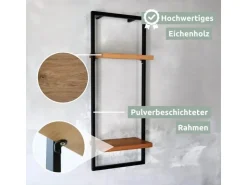 holz4home Wandregal High in Schwarz Gerahmt von Natur ohne Baumkante