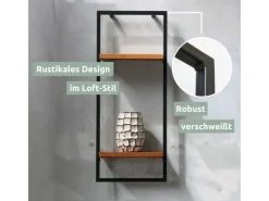 holz4home Wandregal High in Schwarz Gerahmt von Natur ohne Baumkante