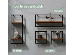 holz4home Wandregal High in Schwarz Gerahmt von Natur ohne Baumkante