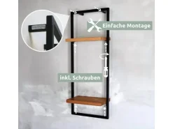 holz4home Wandregal High in Schwarz Gerahmt von Natur ohne Baumkante