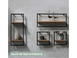 holz4home Wandregal High in Schwarz Gerahmt von Hellgrau ohne Baumkante