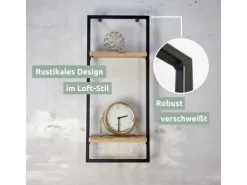 holz4home Wandregal High in Schwarz Gerahmt von Hellgrau ohne Baumkante
