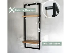 holz4home Wandregal High in Schwarz Gerahmt von Hellgrau ohne Baumkante