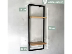 holz4home Wandregal High in Schwarz Gerahmt von Hellgrau ohne Baumkante