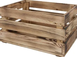 Holzkiste L Kiefer geflammt 23,9 cm x 39 cm x 29,2 cm* Flaschenregale|Aufbewahrung