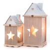 Holz-Laterne 32,5 cm x 47 cm 2er Set Natur* Laternen
