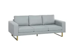 HOMCOM 3 Sitzer Sofa für Schlafzimmer 200 x 82 x 78 cm Hellgrau* Kissen