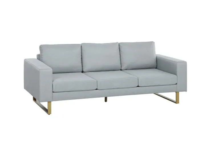 HOMCOM 3 Sitzer Sofa für Schlafzimmer 200 x 82 x 78 cm Hellgrau* Kissen