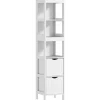 HOMCOM Badezimmerschrank Spanplatte MDF Weiß 30L x 30B x 141,2H cm* Regal Weiß|Schränke