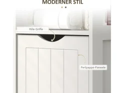 HOMCOM Badezimmerschrank Spanplatte MDF Weiß 30L x 30B x 141,2H cm* Regal Weiß|Schränke